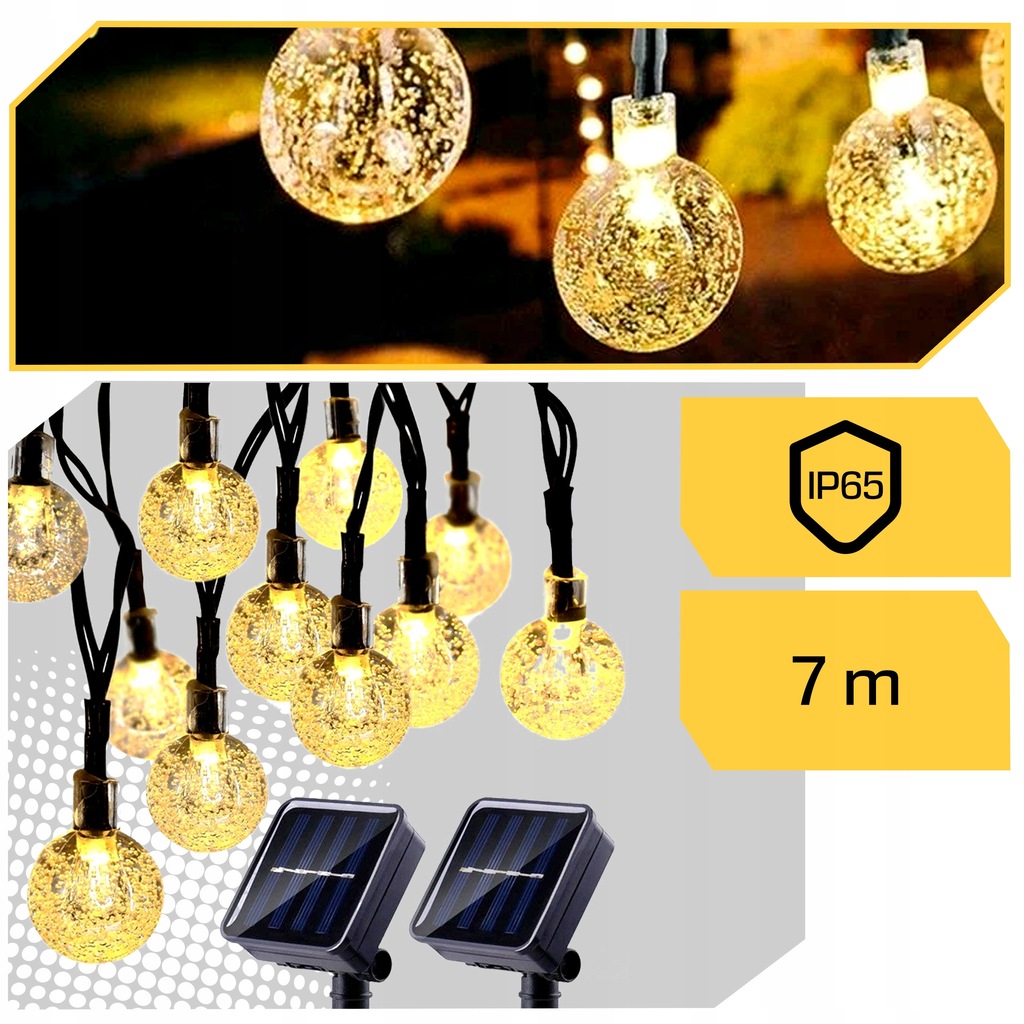 GIRLANDA SOLARNA OGRODOWA LAMPKI SOLARNE 50 ŻARÓWEK LED NA BALKON 7 metrów Kod producenta MAR-80